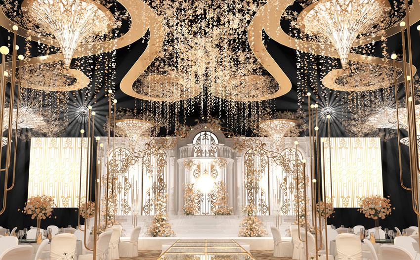 前海街道花木兰喜事汇金色大厅效果展示